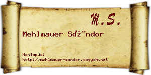 Mehlmauer Sándor névjegykártya